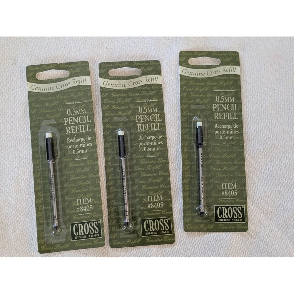 Lot of 3 Cross 0.5mm Pencil Refill Item 8405 Century Townsend Lead Eraser NEW